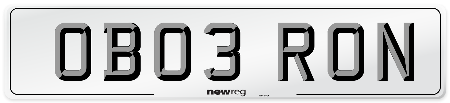 OB03 RON Number Plate from New Reg